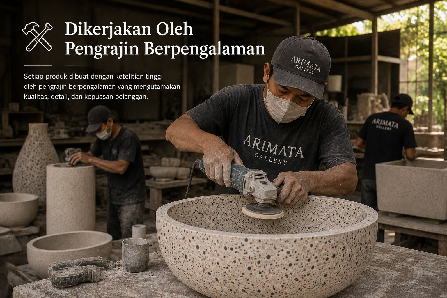 di kerjakan langsung oleh pengrajin teraso berpengalaman